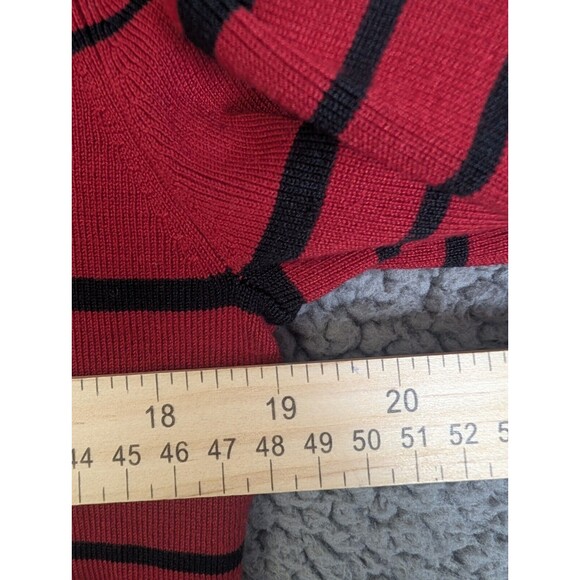 Oliver Perry Silk Blend Cardigan Red Black Stripe Size Large Button Up Long Slv - Picture 7 of 7